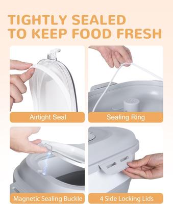 Show full view: DDMOMMY Airtight Dog & Cat Food Storage Container with Lid, Wheels & Scoop, 2-pack, Grey, 35-lbs slide 3 of 10