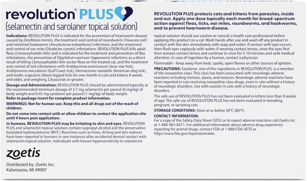 Revolution Plus Topical Solution for Cats, 5.6-11 lbs, (Orange Box)