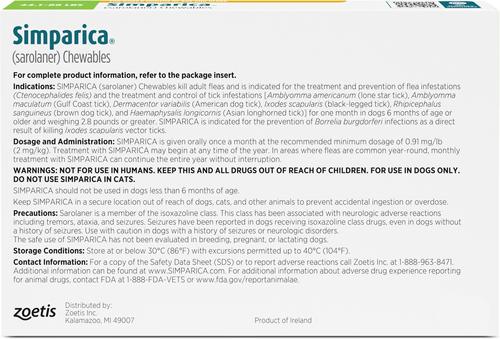 Show full view: Simparica Chewable Tablet for Dogs 44.1-88 lbs (Green Box), 1 Chewable Tablet (1-mos. supply) slide 2 of 5