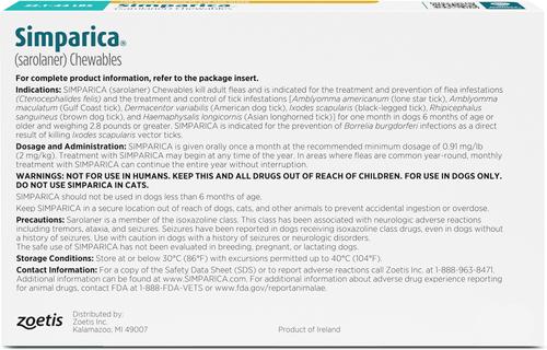 Show full view: Simparica Chewable Tablet for Dogs 22.1-44 lbs (Mint Box), 1 Chewable Tablet (1-mos. supply) slide 2 of 5