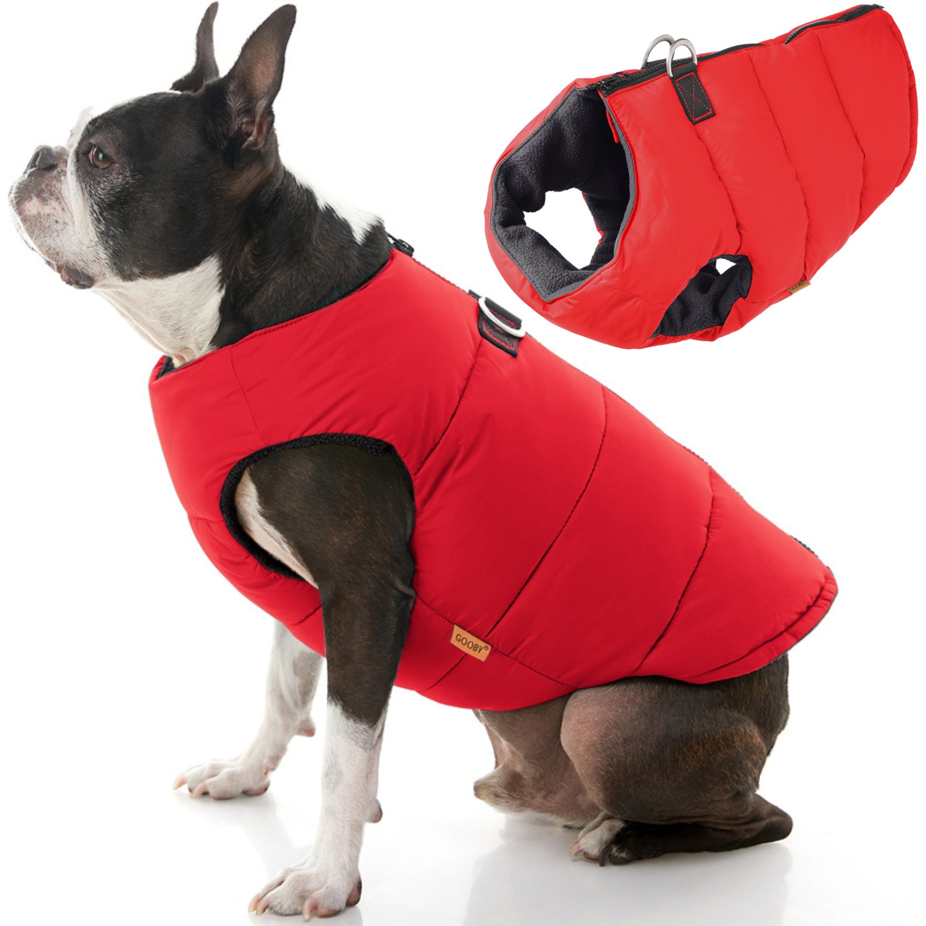 Gooby Padded Solid Color Dog Vest, Red, Large