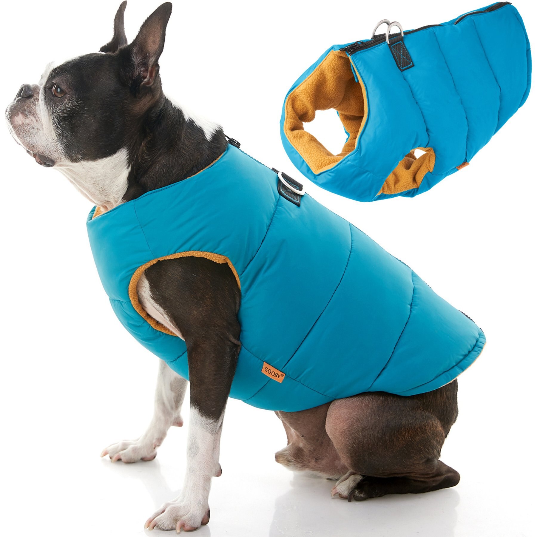 Gooby Padded Solid Color Dog Vest, Turquoise, Small