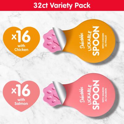 Show full view: Hartz Delectables Lickable Spoon Variety Pack Handheld Creamy Cat Treats, 32 count slide 7 of 11