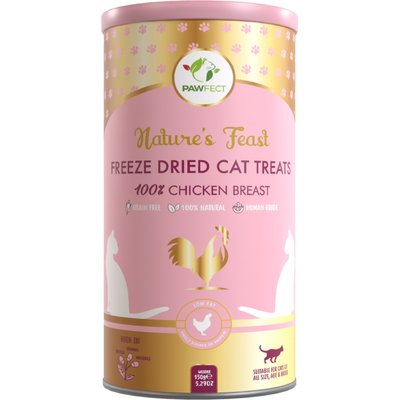 Pawfect Pawfect Nature's Feast All Natural Grain-Free Chicken Breast Freeze-Dried Single Ingredient Cat Training Treats, 5.29-oz canister
