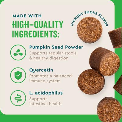Show full view: VetIQ Hickory Smoke Flavored Pumpkin Fiber Anal Gland Soft Chew Supplement for Dogs, 60 Count slide 4 of 7