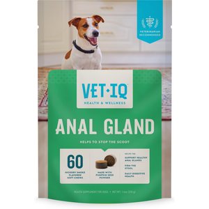 VetIQ Hickory Smoke Flavored Pumpkin Fiber Anal Gland Soft Chew Supplement for Dogs, 60 Count