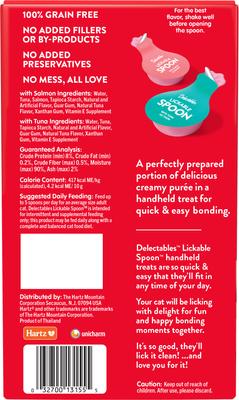 Show full view: Hartz Delectables Lickable Spoon Salmon & Tuna Variety Pack Handheld Lickable Cat Treats, 32 count slide 8 of 11