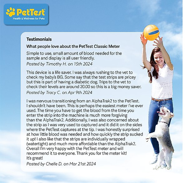 Show full view: PetTest Blood Glucose Monitoring System for Dogs & Cats slide 6 of 8