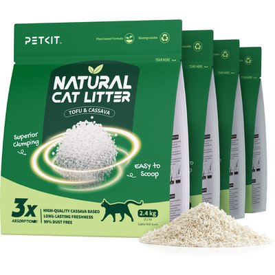 PETKIT PETKIT Natural Tofu & Cassava Clumping Cat Litter, 5.2-lb bag, 4 count