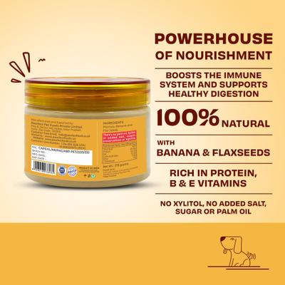 Show full view: Pawfect All Natural Peanut Butter with Banana & Flaxseeds Grain-Free Food Topper & Lickable Dog Treat, 9.7-oz jar slide 3 of 10
