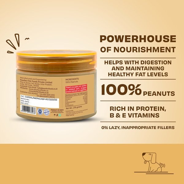 Pawfect All Natural Peanut Butter with Banana & Flaxseeds Grain-Free Food Topper & Lickable Dog Treat
