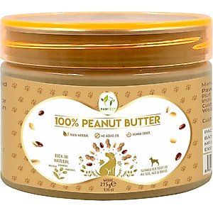 Pawfect All Natural Peanut Butter Grain-Free Food Topper & Lickable Dog Treat, 9.70-oz jar