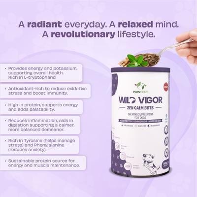 Show full view: Pawfect Wild Vigor All Natural Grain-Free Calming Supplement Chews for Dogs, 60 chews canister slide 4 of 10