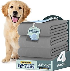 Katziela Washable Dog Pee Pads, 34 x 36-in, 4 count