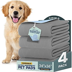 Katziela Washable Dog Pee Pads, 34 x 36-in, 4 count