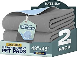 Katziela Washable Dog Pee Pads, 48 x 48-in, 2 count