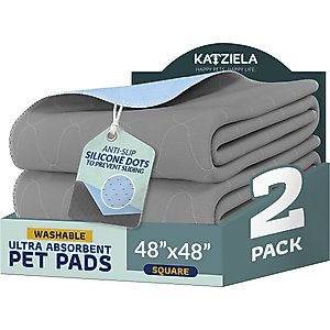 Katziela Washable Dog Pee Pads, 48 x 48-in, 2 count