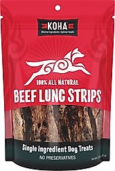 KOHA Air-Dried Single Ingredient Beef Lung Strips Natural Chew Dog Treats, 3.25-oz bag