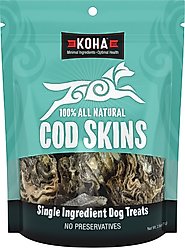 KOHA Air-Dried Single Ingredient Cod Skins Natural Chew Dog Treats, 2.5-oz bag