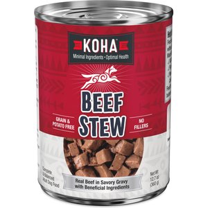 KOHA Beef Stew High Protein Limited Ingredient Wet Dog Food, 12.7-oz can, case of 12