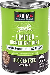 KOHA Limited Ingredient Diet Duck Entree Grain-Free Wet Dog Food, 13-oz can, case of 12