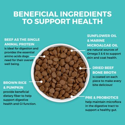 Show full view: KOHA Limited Ingredient Bland Diet Sensitive Stomach Beef & Brown Rice with Pumpkin Dry Food Dog Food, 20-lb bag slide 3 of 11