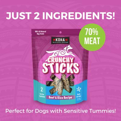 Show full view: KOHA Crunchy Sticks Limited Ingredient Beef & Rice Dog Treats, 10.58-oz bag slide 4 of 6