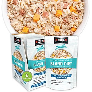 KOHA Limited Ingredient Bland Diet Sensitive Stomach Lamb & White Rice Wet Dog Food, 12.5-oz pouch, case of 6
