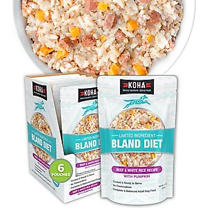 KOHA Limited Ingredient Bland Diet Sensitive Stomach Beef & White Rice Wet Dog Food, 12.5-oz pouch, case of 6