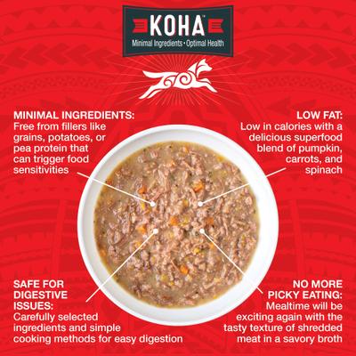 Show full view: KOHA Pure Shreds Beef Entree High Protein Wet Dog Food, 12.5-oz can, case of 12 slide 3 of 8