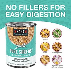 KOHA Pure Shreds Duck Entree High Protein Wet Dog Food, 12.5-oz can, case of 12 slide 2 of 6