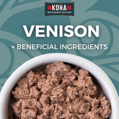 Show full view: KOHA Limited Ingredient Diet Venison Entree Grain-Free Wet Dog Food, 13-oz can, case of 3 slide 3 of 9