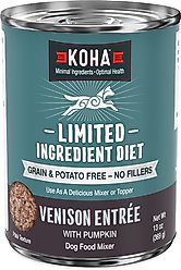 KOHA Limited Ingredient Diet Venison Entree Grain-Free Wet Dog Food, 13-oz can, case of 12