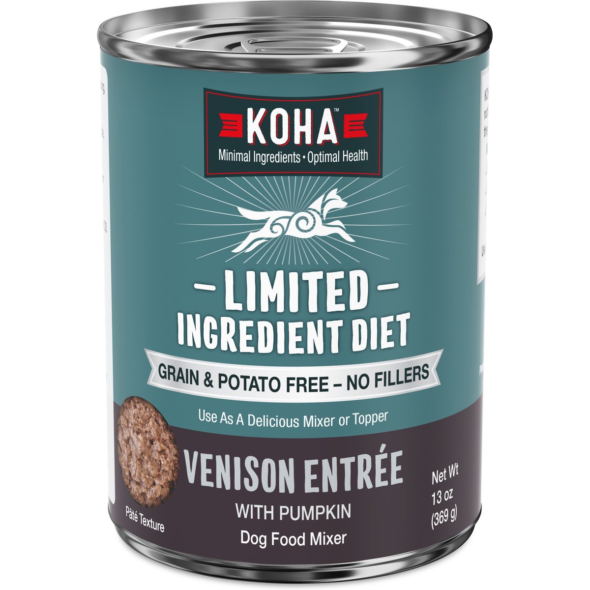 KOHA Limited Ingredient Diet Venison Entree Grain-Free Wet Dog Food, 13-oz can, case of 3