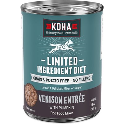 KOHA KOHA Limited Ingredient Diet Venison Entree Grain-Free Wet Dog Food, 13-oz can, case of 3