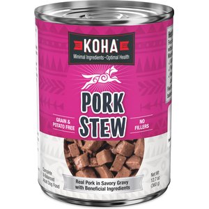 KOHA Pork Stew High Protein Limited Ingredient Wet Dog Food, 12.7-oz can, case of 12