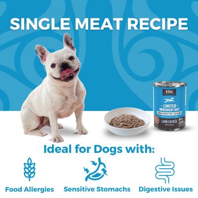 Show full view: KOHA Limited Ingredient Diet Lamb Entree Grain-Free Wet Dog Food, 13-oz can, case of 3 slide 4 of 9
