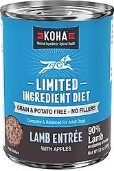 KOHA Limited Ingredient Diet Lamb Entree Grain-Free Wet Dog Food, 13-oz can, case of 12