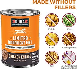KOHA Limited Ingredient Diet Chicken Entree Grain-Free Wet Dog Food, 13-oz can, case of 12 slide 2 of 6