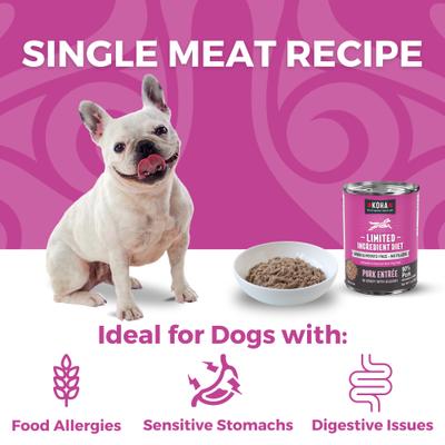 Show full view: KOHA Limited Ingredient Diet Pork Entree Grain-Free Wet Dog Food, 13-oz can, case of 12 slide 4 of 9
