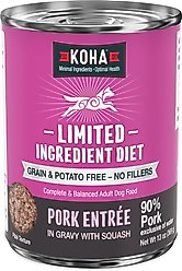 KOHA Limited Ingredient Diet Pork Entree Grain-Free Wet Dog Food, 13-oz can, case of 12