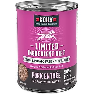 KOHA Limited Ingredient Diet Pork Entree Grain-Free Wet Dog Food, 13-oz can, case of 12