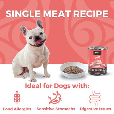 Show full view: KOHA Limited Ingredient Diet Salmon Entree Grain-Free Wet Dog Food, 13-oz can, case of 3 slide 4 of 9
