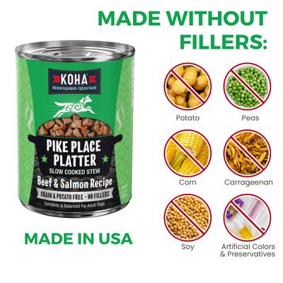 Show full view: KOHA Pike Place Platter Slow Cooked Stew High Protein Wet Dog Food, 12.7-oz can, case of 12 slide 7 of 8