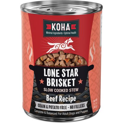 KOHA KOHA Lone Star Brisket Slow Cooked Stew High Protein Wet Dog Food, 12.7-oz can, case of 12