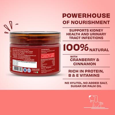 Show full view: Pawfect All Natural Peanut Butter with Cranberry & Cinnamon Grain-Free Food Topper & Lickable Dog Treat, 9.70-oz jar slide 3 of 9