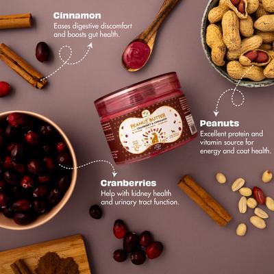 Show full view: Pawfect All Natural Peanut Butter with Cranberry & Cinnamon Grain-Free Food Topper & Lickable Dog Treat, 9.70-oz jar slide 4 of 9