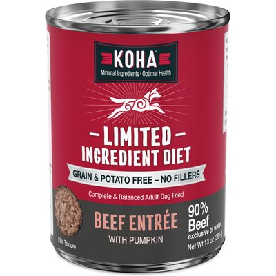 KOHA KOHA Limited Ingredient Diet Beef Entree Grain-Free Wet Dog Food, 13-oz can, case of 3