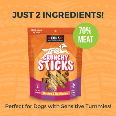 Show full view: KOHA Crunchy Sticks Limited Ingredient Chicken & Rice Dog Treats, 10.58-oz bag slide 4 of 6