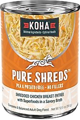 KOHA Pure Shreds Chicken Entree High Protein Wet Dog Food, 12.5-oz can, case of 12